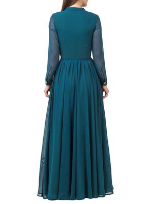 button up pleated gown dress - 15343422 - Standard Image - 3