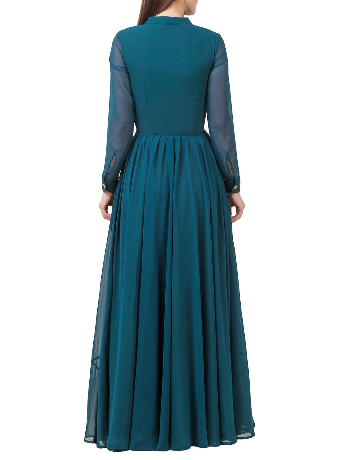 button up pleated gown dress - 15343422 - Zoom Image - 3