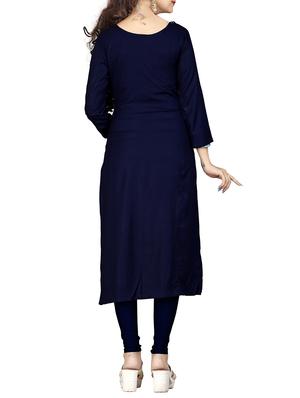 blue rayon straight kurta - 15343584 - Standard Image - 3
