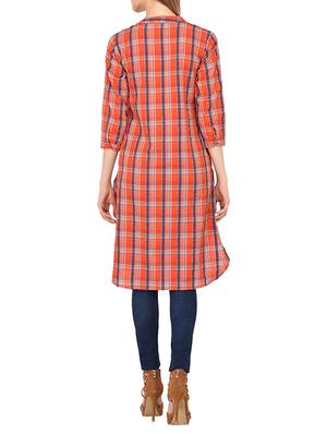 Checkered button up neck tunic - 15343855 - Standard Image - 3