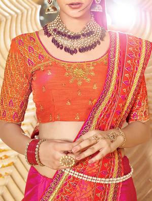patola jacquard half & half saree with blouse - 15344262 - Standard Image - 3