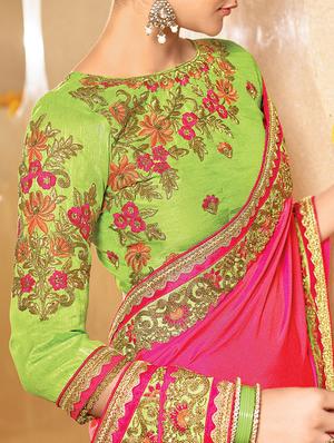 lace border half & half saree with blouse - 15344270 - Standard Image - 3