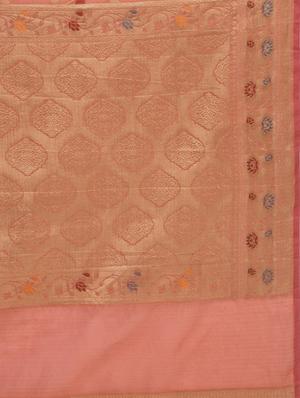 zari pallu floral banarasi saree with blouse - 15345652 - Standard Image - 3