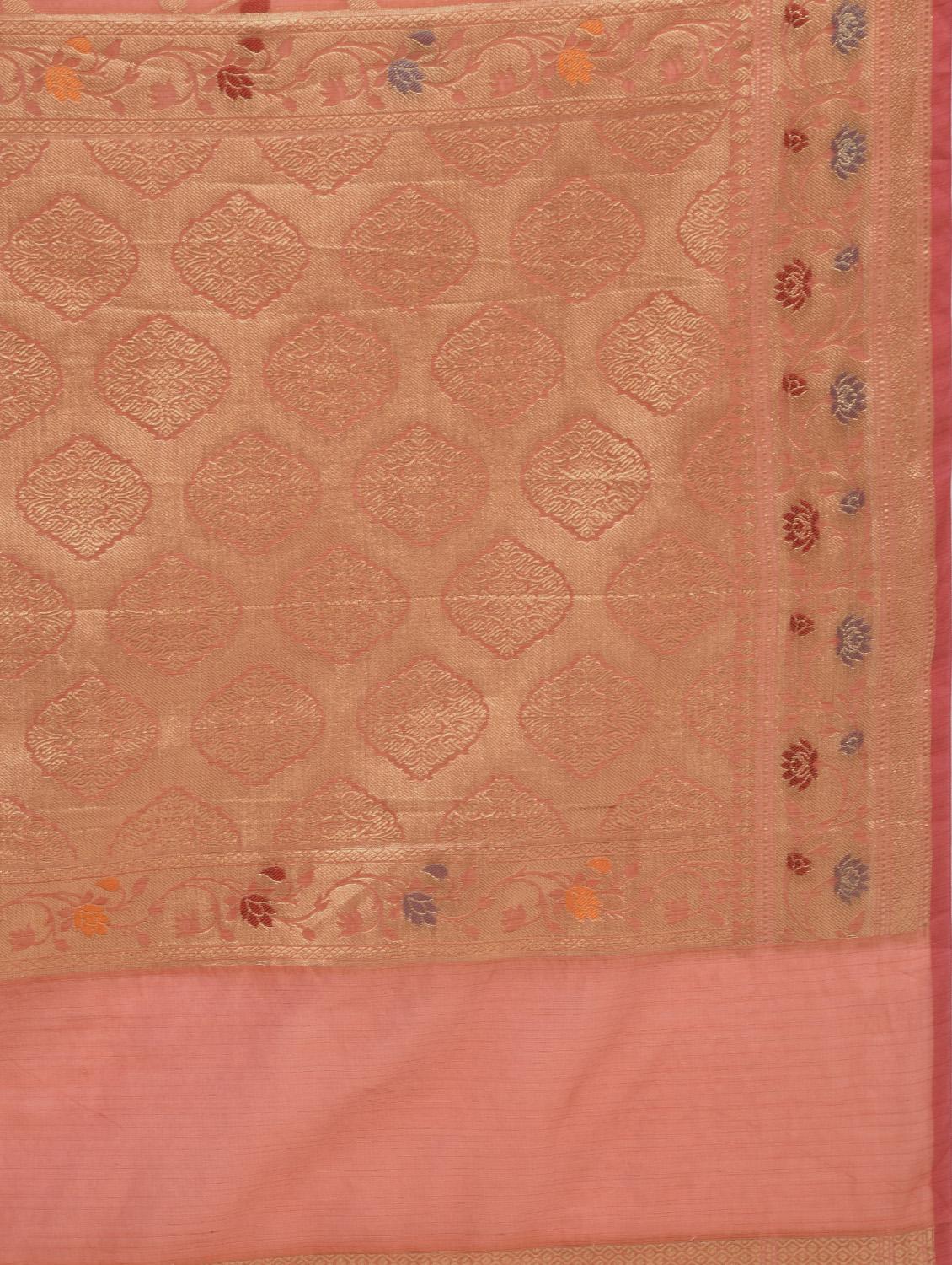 zari pallu floral banarasi saree with blouse - 15345652 - Zoom Image - 3