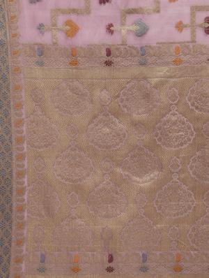 floral zari banarasi saree with blouse - 15345659 - Standard Image - 3