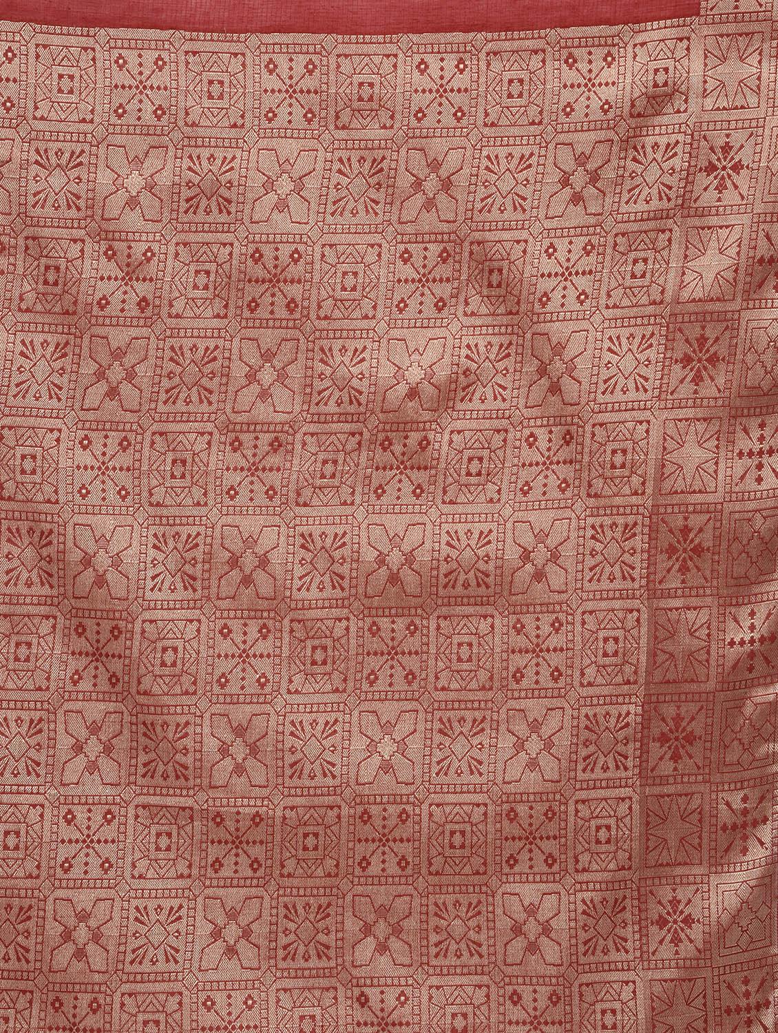geometrical zari border handloom saree with blouse - 15345673 - Zoom Image - 3