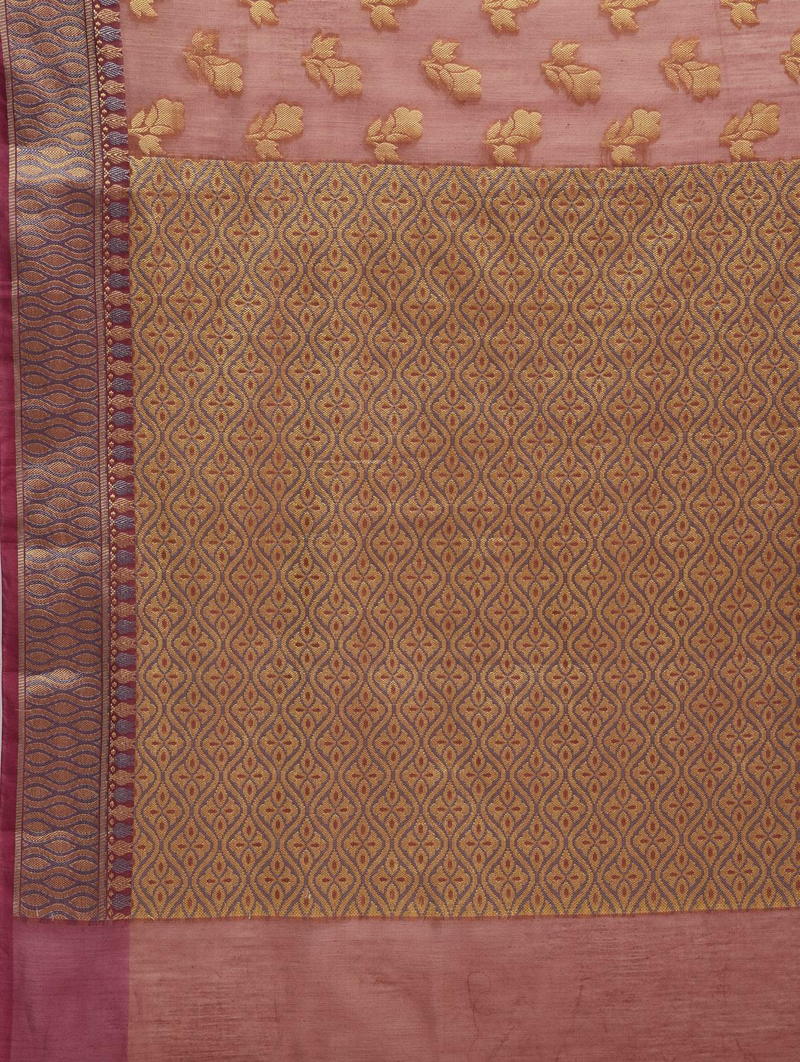 Floral Motif Banarasi Saree with blouse - 15345680 - Zoom Image - 3