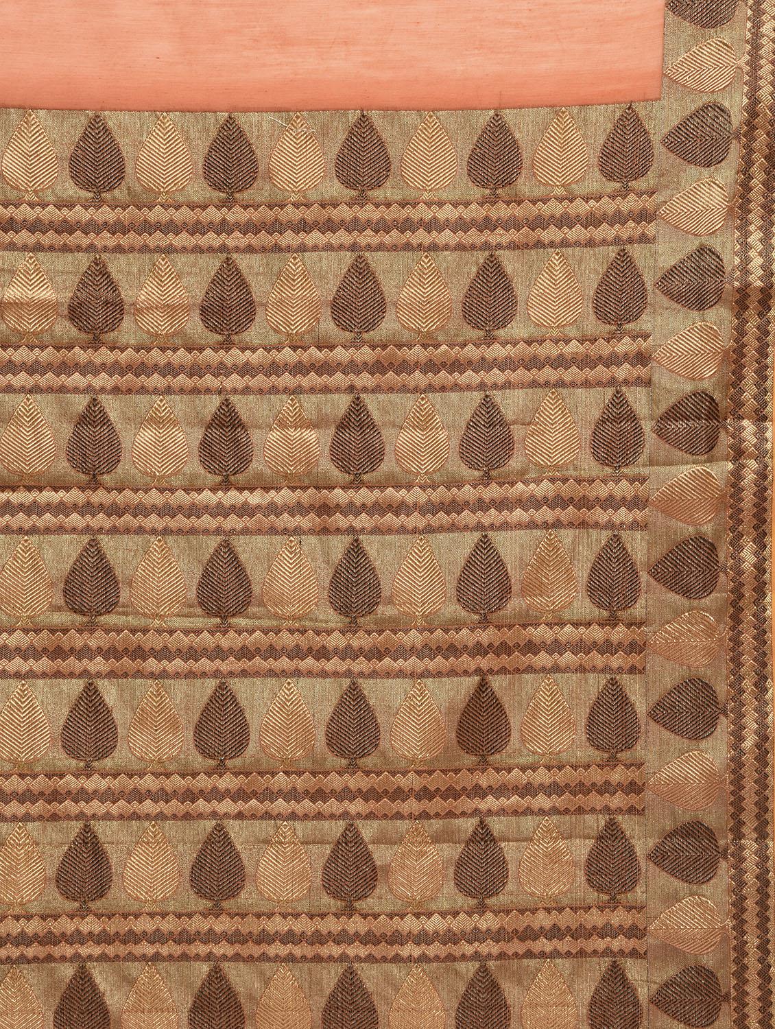 contrast zari border handloom saree with blouse - 15345689 - Zoom Image - 3