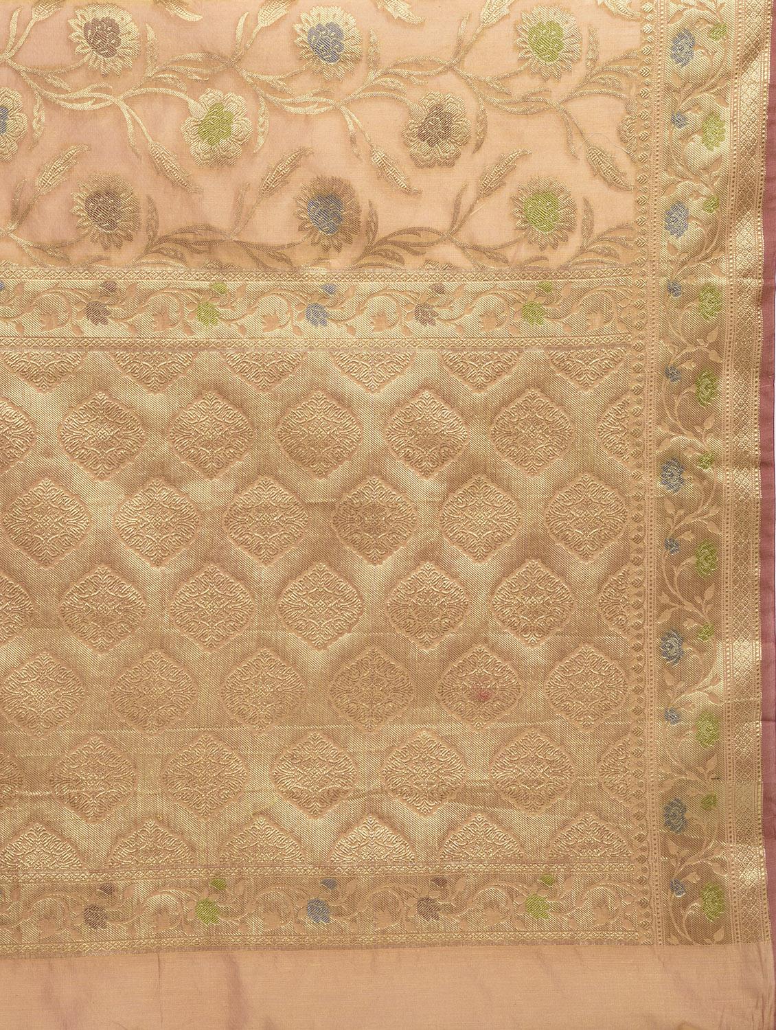 Zari Motif Banarasi Saree with blouse - 15345699 - Zoom Image - 3