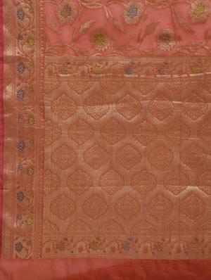 Floral Motif Banarasi Saree with blouse - 15345700 - Standard Image - 3