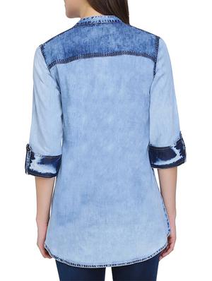 blue denim straight kurti - 15345726 - Standard Image - 3