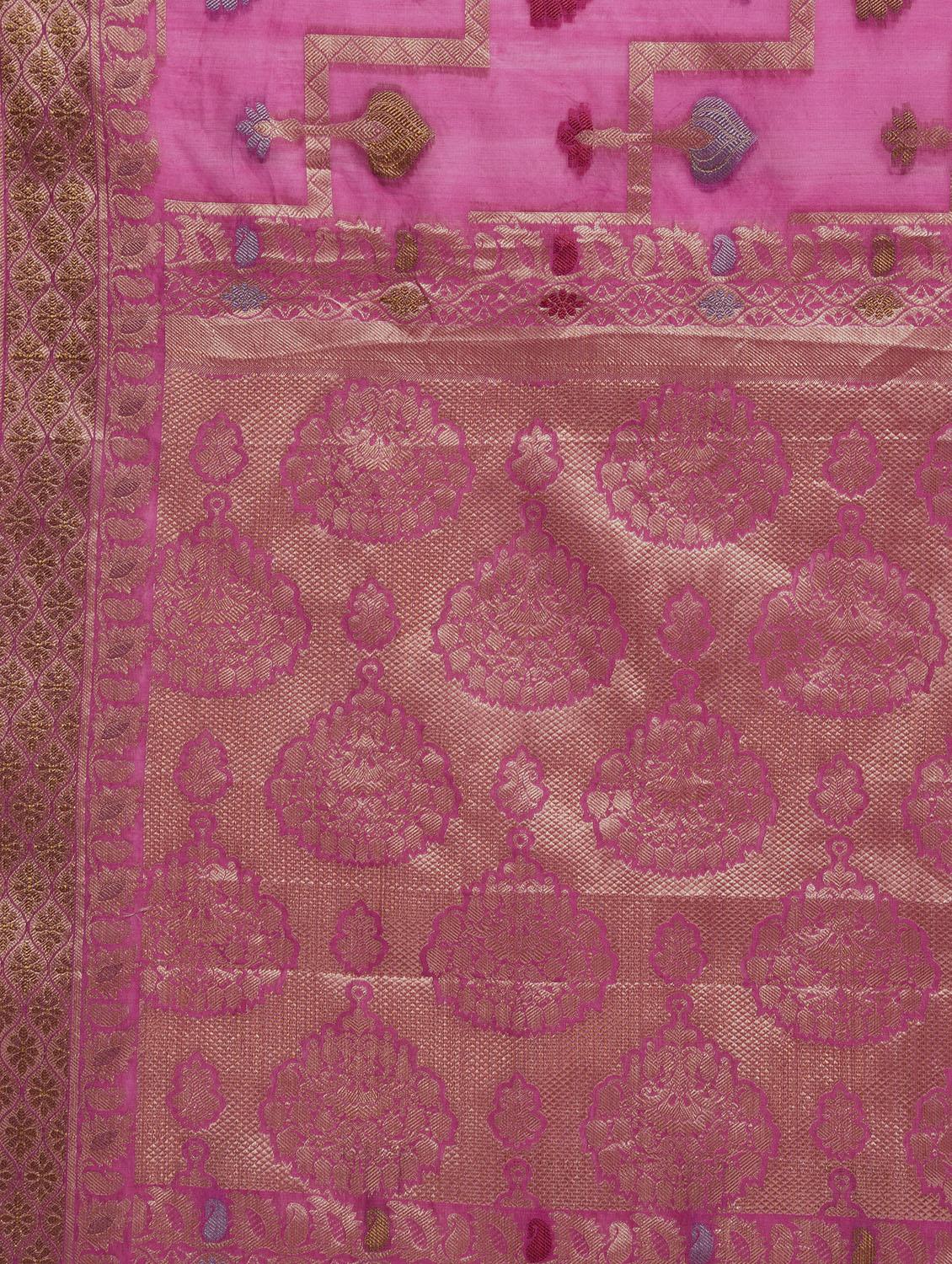 geometrical zari motif banarasi saree with blouse - 15345760 - Zoom Image - 3