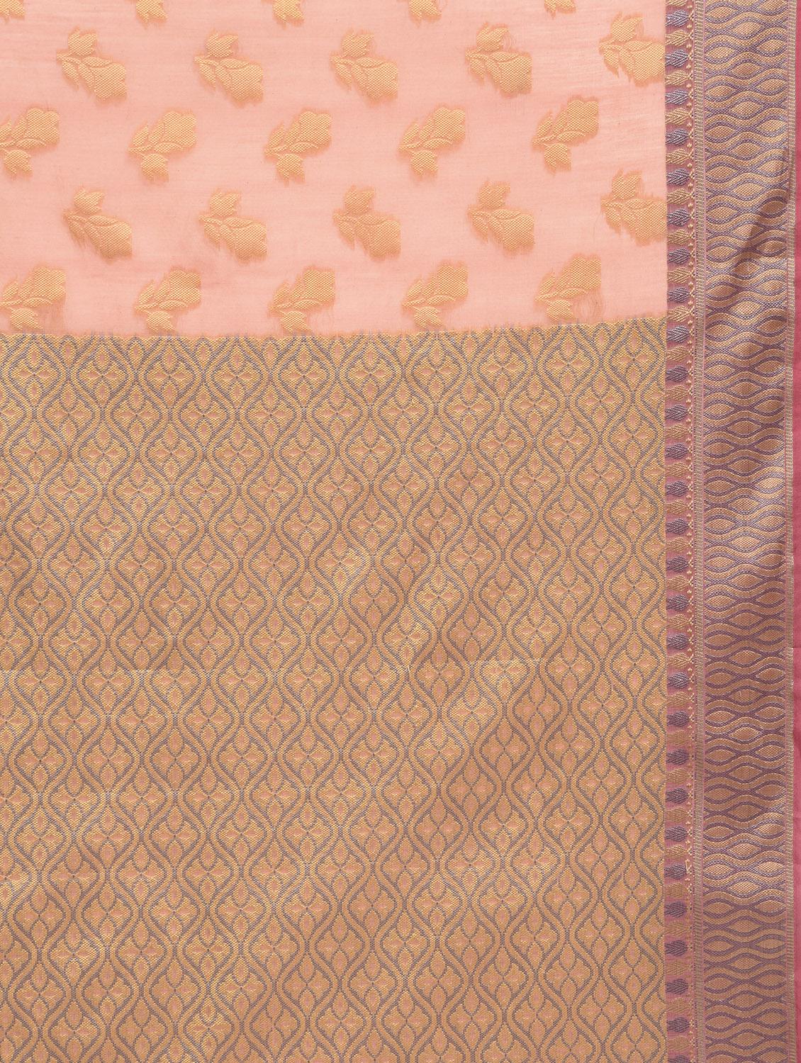floral zari motif Banarasi Saree with blouse - 15345771 - Zoom Image - 3