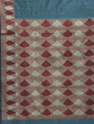 contrast zari border handloom saree with blouse - 15345775 - Standard Image - 3
