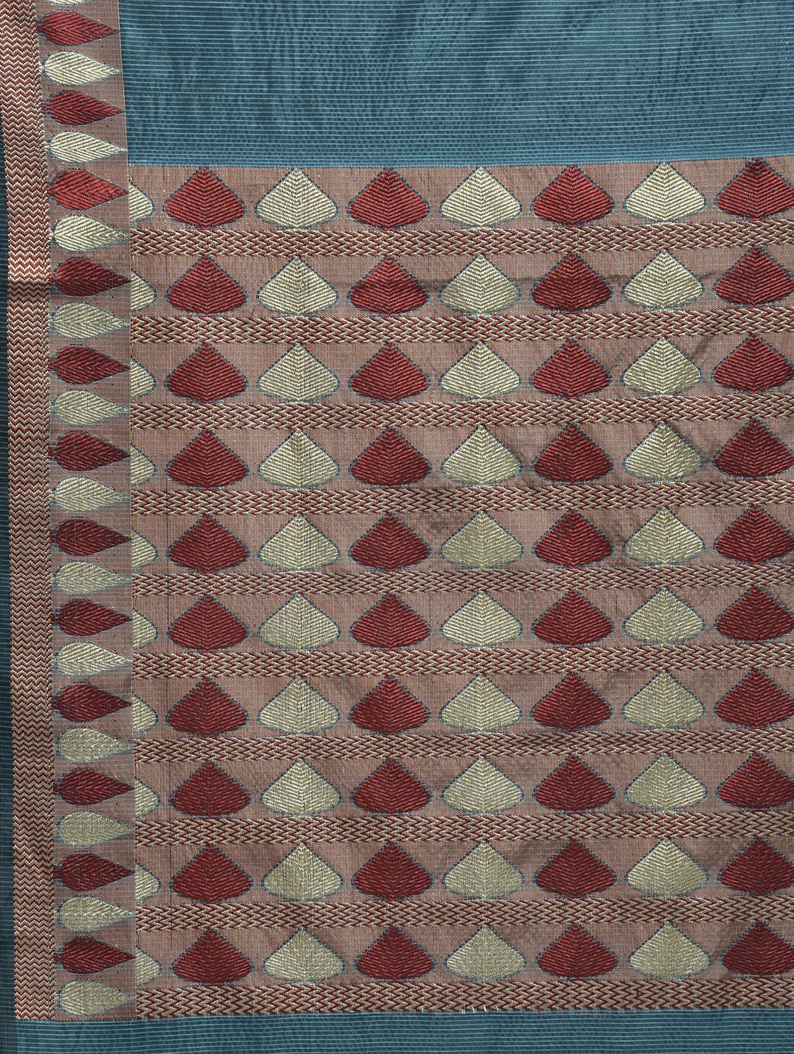 contrast zari border handloom saree with blouse - 15345775 - Zoom Image - 3
