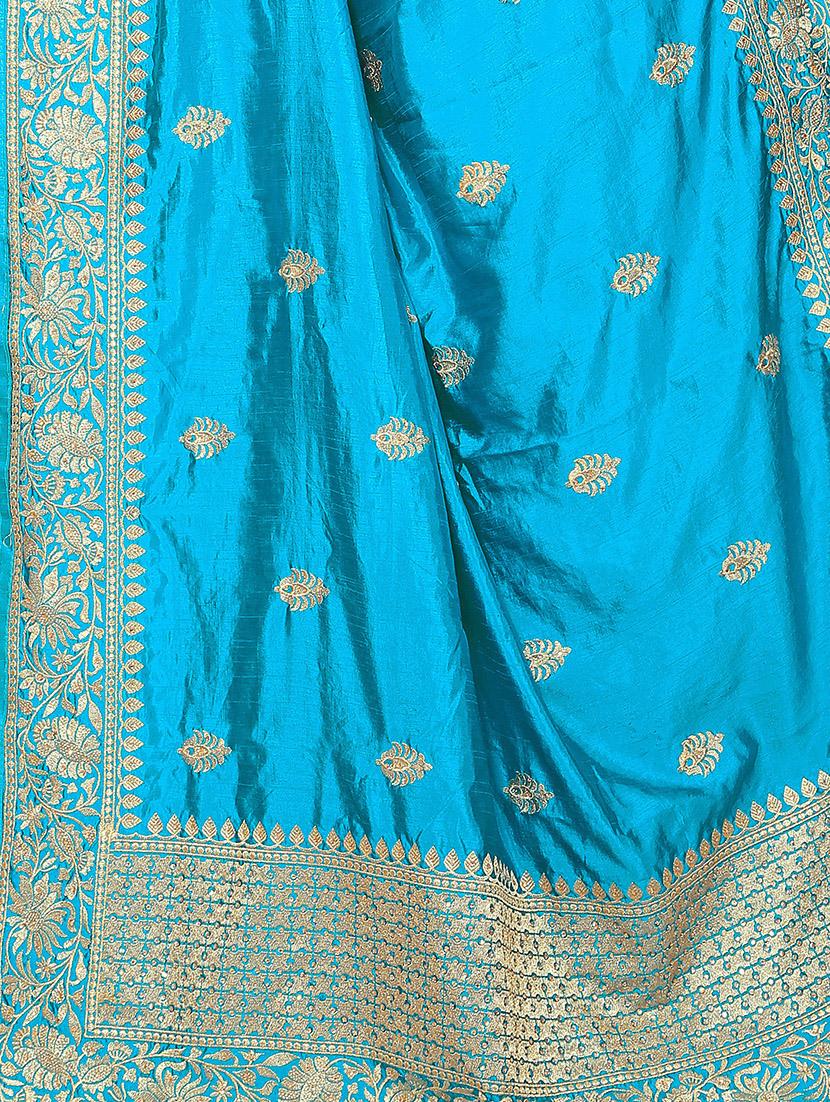 zari embroidery work saree with blouse - 15345848 - Zoom Image - 3