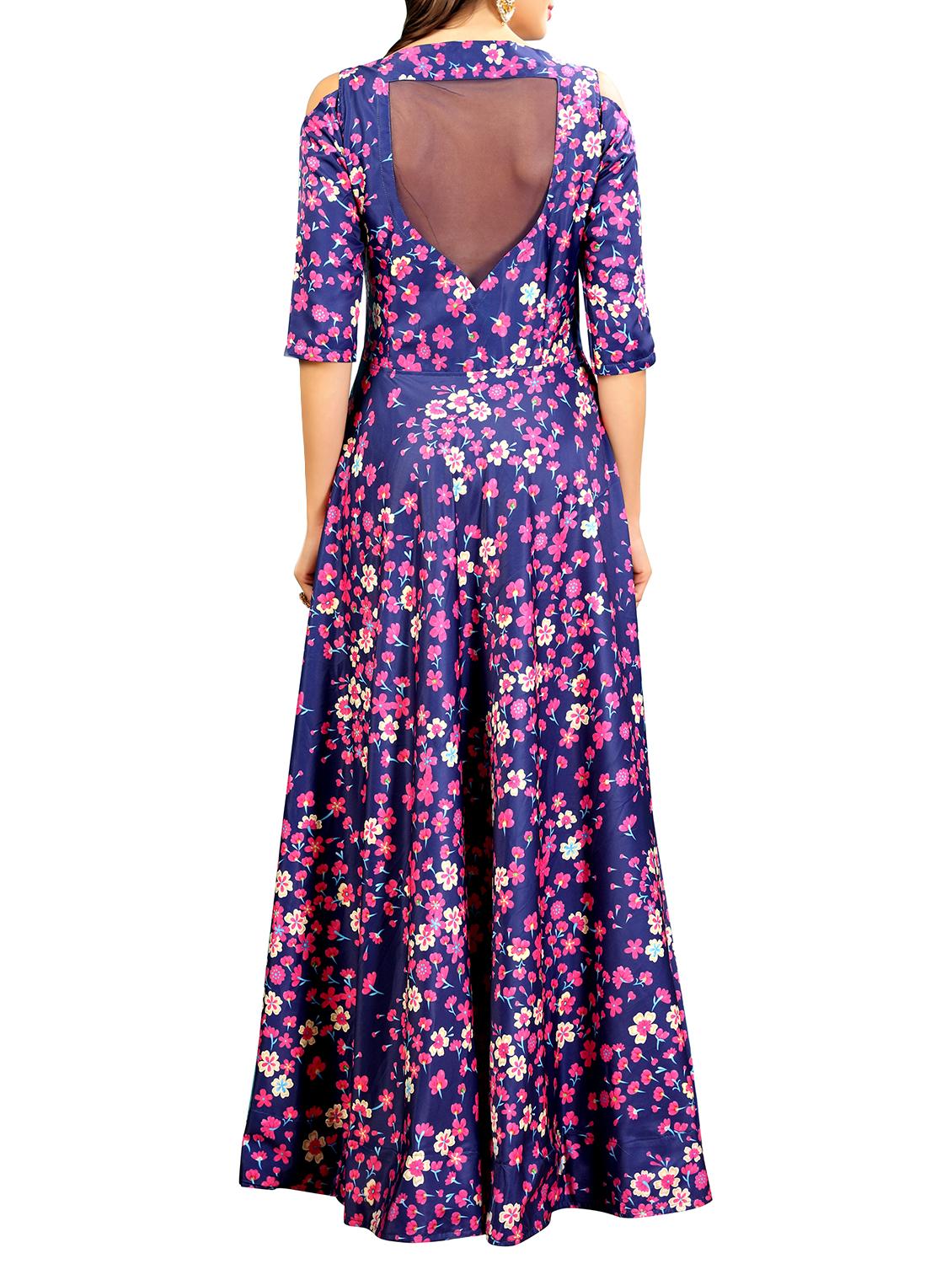 blue silk flared gown - 15346873 - Zoom Image - 3