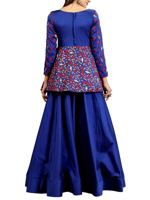 blue silk flared gown - 15346876 - Standard Image - 3