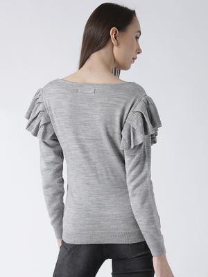 ruffled sleeve solid pullover - 15347358 - Standard Image - 3