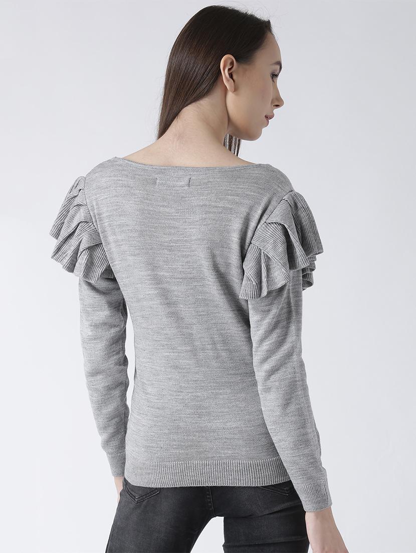 ruffled sleeve solid pullover - 15347358 - Zoom Image - 3