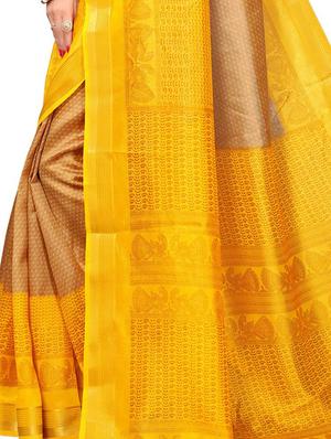 Contrast bordered bhagalpuri saree with blouse - 15348498 - Standard Image - 3