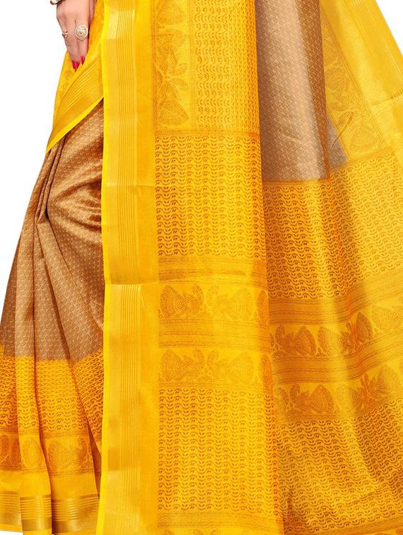 Contrast bordered bhagalpuri saree with blouse - 15348498 - Zoom Image - 3