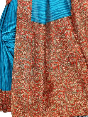 Contrast bordered mysore silk saree with blouse - 15348518 - Standard Image - 3
