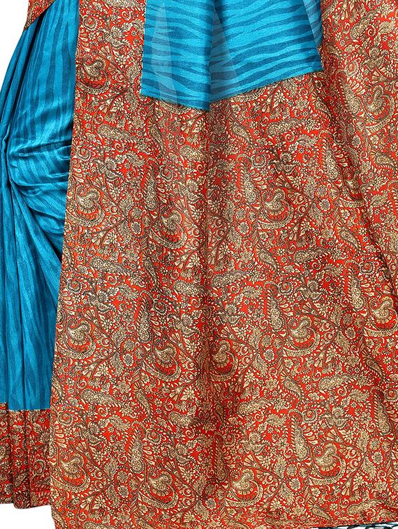 Contrast bordered mysore silk saree with blouse - 15348518 - Zoom Image - 3