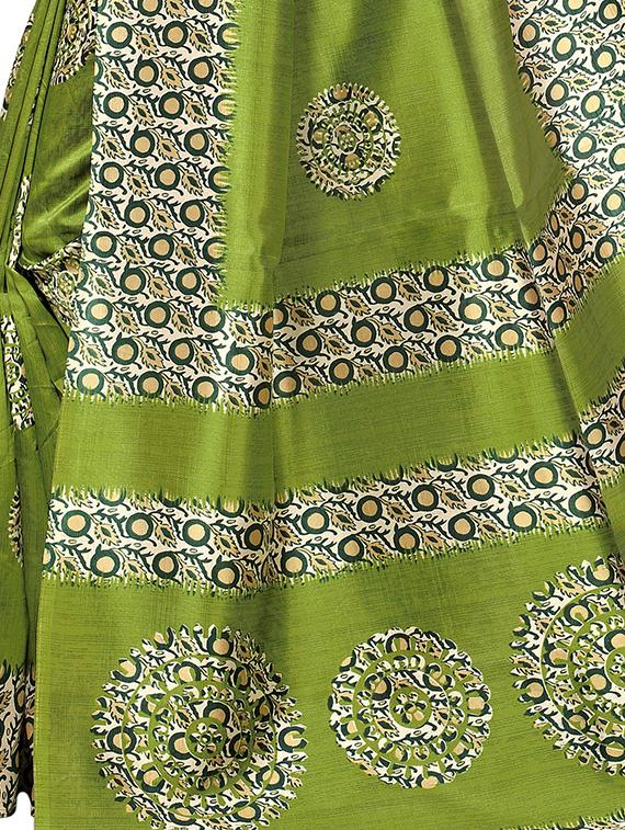 Contrast bordered mysore silk saree with blouse - 15348521 - Zoom Image - 3