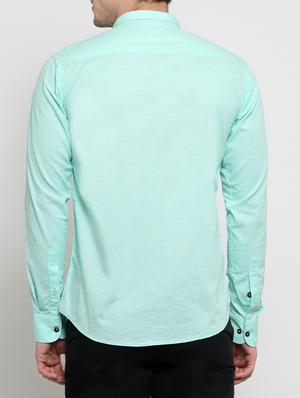blue cotton linen casual shirt - 15349882 - Standard Image - 3