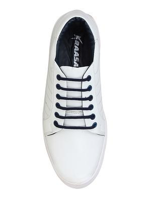 white leatherette lace up sneaker - 15350351 - Standard Image - 3