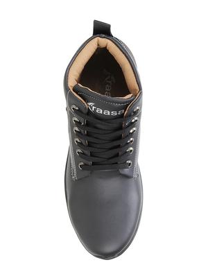 black leatherette high ankle boot - 15350369 - Standard Image - 3