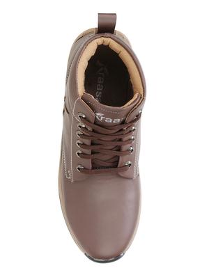 brown leatherette high ankle boot - 15350370 - Standard Image - 3