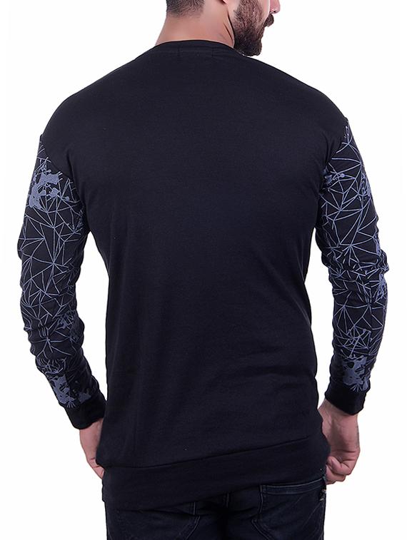 black cotton chest print t-shirt - 15350619 - Zoom Image - 3