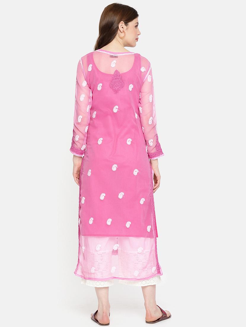 chikankari straight kurta - 15352274 - Zoom Image - 3