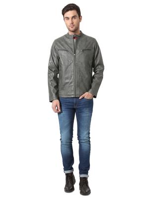 grey leather biker jacket - 15352276 - Standard Image - 3