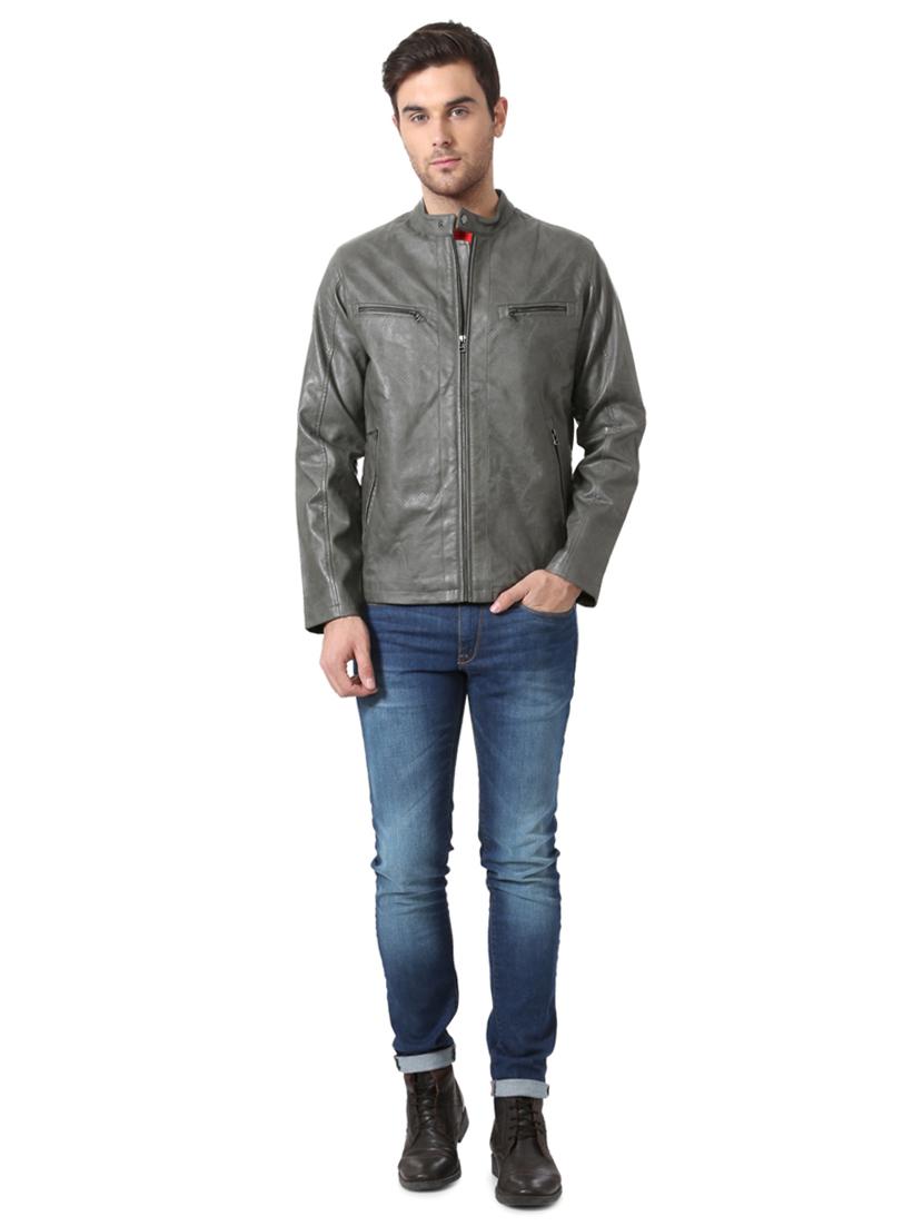 grey leather biker jacket - 15352276 - Zoom Image - 3