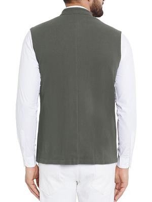 grey cotton nehru jacket - 15352979 - Standard Image - 3