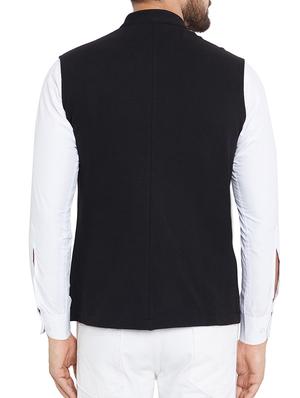 black cotton nehru jacket - 15352980 - Standard Image - 3