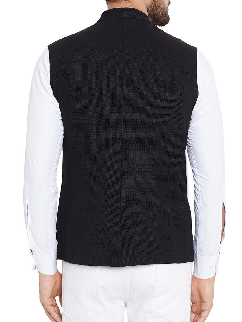 black cotton nehru jacket - 15352980 - Zoom Image - 3