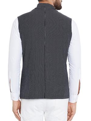black cotton nehru jacket - 15352986 - Standard Image - 3
