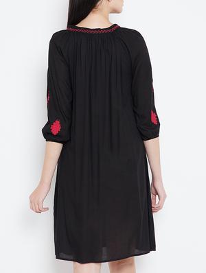 embroidered tie up neck dress - 15353839 - Standard Image - 3