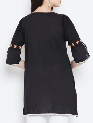 black viscose aline kurti - 15353841 - Standard Image - 3