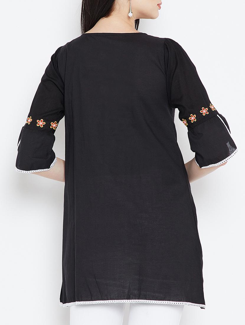 black viscose aline kurti - 15353841 - Zoom Image - 3