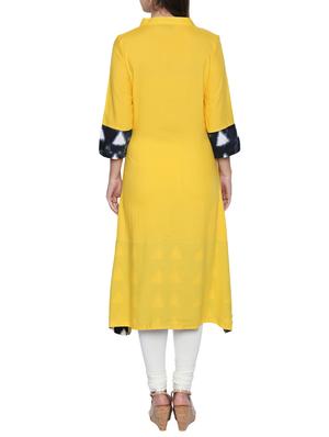 yellow asymmetric kurta - 15353888 - Standard Image - 3