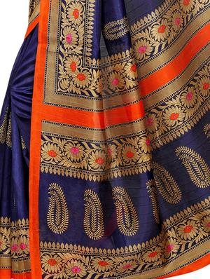 Paisley Printed saree with blouse - 15354245 - Standard Image - 3