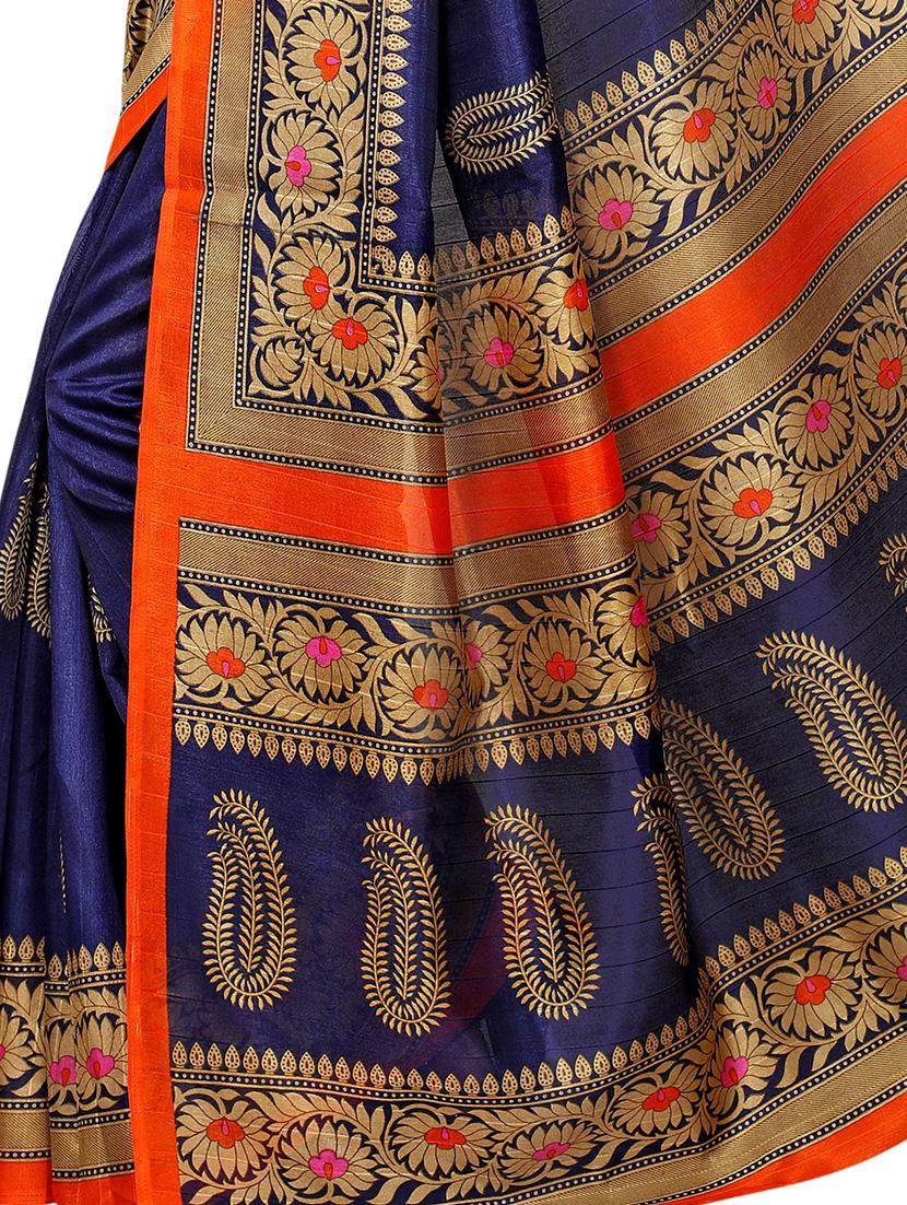 Paisley Printed saree with blouse - 15354245 - Zoom Image - 3