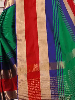striped zari border saree - 15354578 - Standard Image - 3