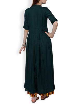 Bottle Green anarkali kurta - 15354924 - Standard Image - 3