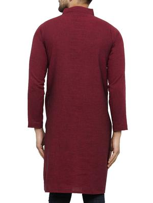 maroon cotton long kurta - 15355396 - Standard Image - 3